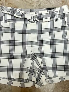Soho Black & White Plaid Belted Bermuda Shorts
